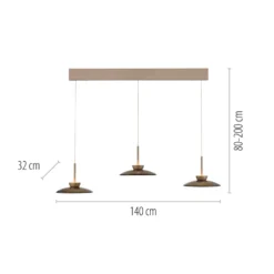LED-Hängelampe PURE Moon, bronce, Amberglas (dunkel), 3-flg.