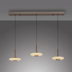 LED-Hängelampe PURE Vitrum, braun/opal Glas/Aluminium 3-flg.