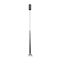 LED-Hängelampe Rina, schwarz/klar, Ø 7 cm, Metall/Acryl