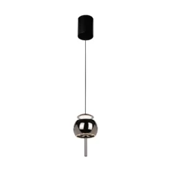 LED-Hängelampe Roller, chrom-schwarz, verstellbar, Zugstange