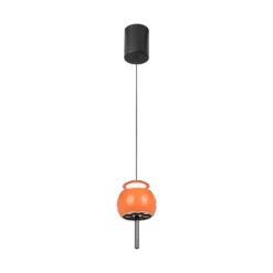 LED-Hängelampe Roller, orange, höhenverstellbar, Zugstange