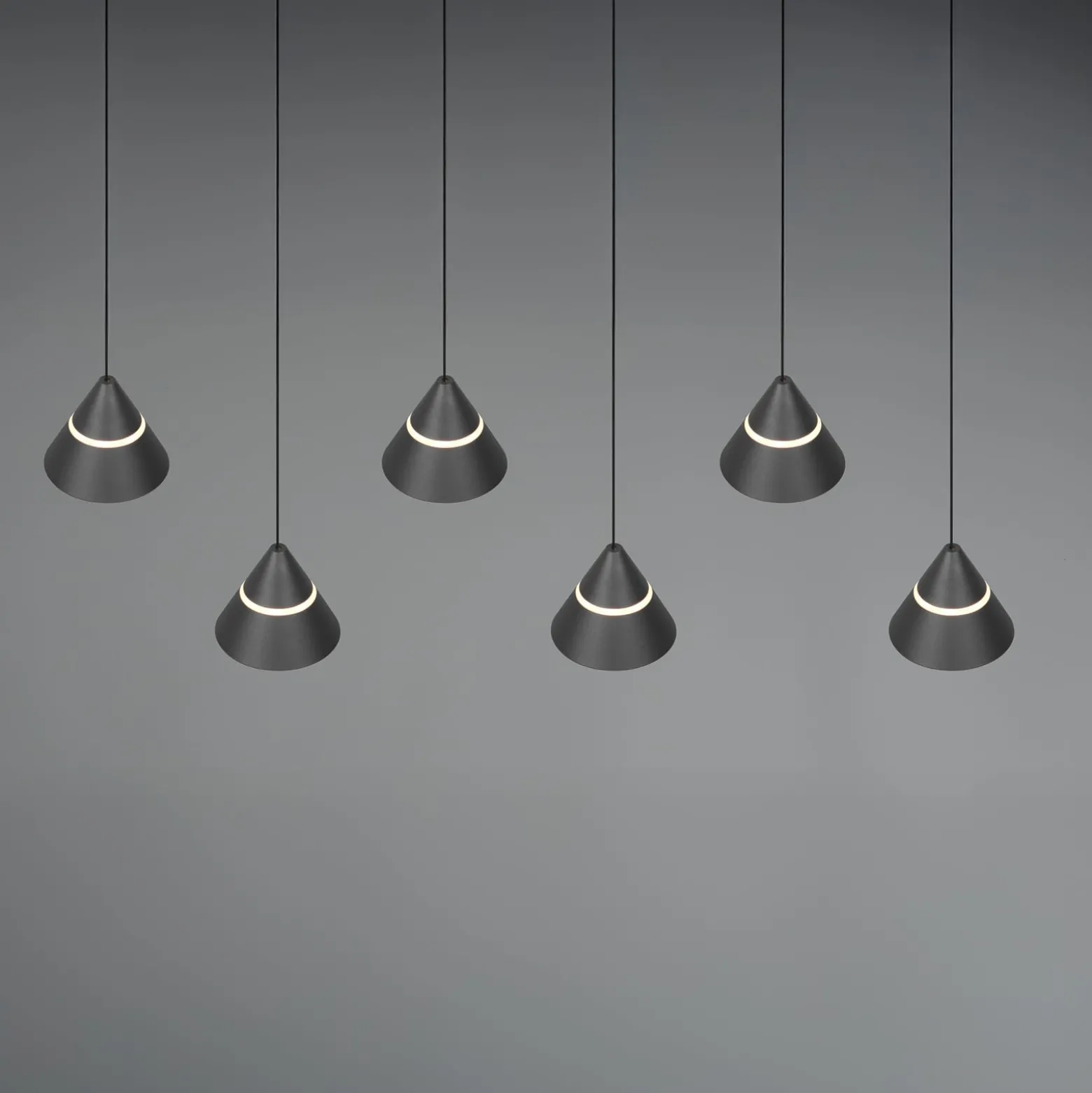 LED-Hängelampe Romeo, Länge 75 cm, schwarz, Metall, 6-flg.