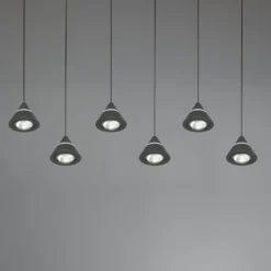 LED-Hängelampe Romeo, Länge 75 cm, schwarz, Metall, 6-flg.