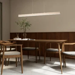 LED-Hängelampe Silvano, sand, Länge 115 cm, CCT, Touchdimmer