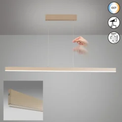 LED-Hängelampe Silvano, sand, Länge 115 cm, CCT, Touchdimmer