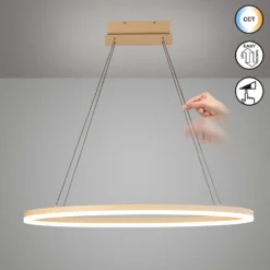 LED-Hängelampe Silvio, Länge 100 cm, sandfarben, Metall, CCT
