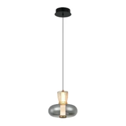 LED-Hängelampe Sire, Ø 22 cm, rauchgrau/bronze, Metall/Glas