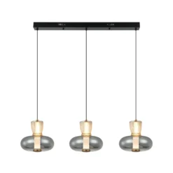 LED-Hängelampe Sire, Länge 92 cm rauch/bronze Glas, 3-flg.