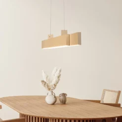 LED-Hängelampe Vayana, Länge 114 cm, sandfarben, Metall, CCT