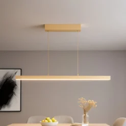 LED-Hängelampe Vayana, Länge 114 cm, sandfarben, Metall, CCT