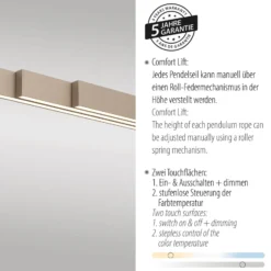 LED-Hängeleuchte ADRIANA, bronze, Länge 179 cm, Touchdimmer