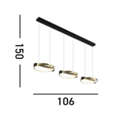 LED-Hängeleuchte Aerial, 3-fl., messing/schwarz, Stahl