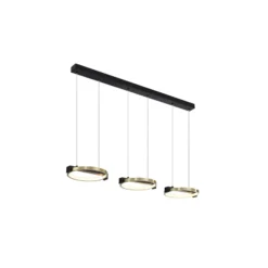 LED-Hängeleuchte Aerial, 3-fl., messing/schwarz, Stahl