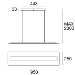 LED-Hängeleuchte Antille, Glas, rechteckig, Chrom
