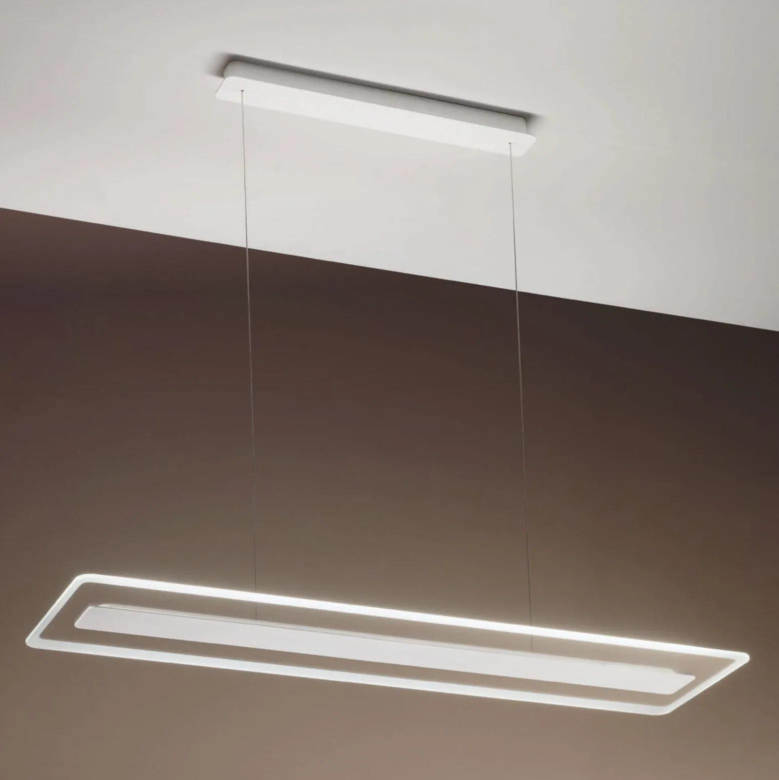 LED-Hängeleuchte Antille, Glas, rechteckig, weiß