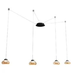 LED-Hängeleuchte Arabella, 4 fl, schwarz/amber