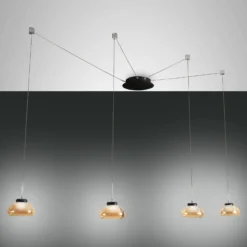 LED-Hängeleuchte Arabella, 4 fl, schwarz/amber