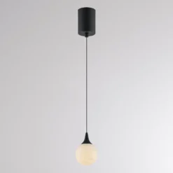 LED-Hängeleuchte ARE, schwarz, Alabaster, Ø 10 cm, CCT, DALI