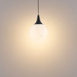 LED-Hängeleuchte ARE, schwarz, Alabaster, Ø 10 cm, CCT, DALI