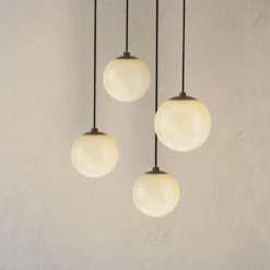 LED-Hängeleuchte ARE, schwarz, Alabaster, Ø 10 cm, CCT, DALI