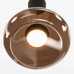 LED-Hängeleuchte Bassa, braun, Ø 45 cm, Glas, dimmbar