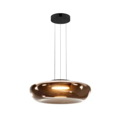 LED-Hängeleuchte Bassa, braun, Ø 45 cm, Glas, dimmbar