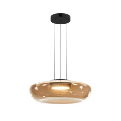 LED-Hängeleuchte Bassa, olivgrün, Ø 45 cm, Glas, dimmbar