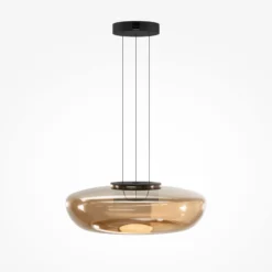 LED-Hängeleuchte Bassa, olivgrün, Ø 45 cm, Glas, dimmbar