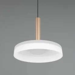 LED-Hängeleuchte Celeste, weiß/braun, Ø 22 cm, Glas, dimmbar