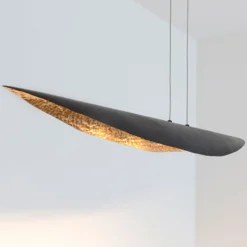 LED-Hängeleuchte Chiasso, schwarz-braun/gold