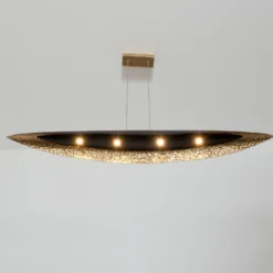 LED-Hängeleuchte Chiasso, schwarz-braun/gold