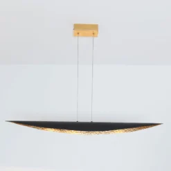 LED-Hängeleuchte Chiasso, schwarz-braun/gold