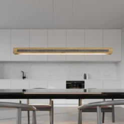 LED-Hängeleuchte Chile S, eiche/granit, Länge 116 cm