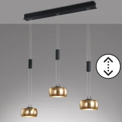 LED-Hängeleuchte Colette, dreiflammig gold/schwarz