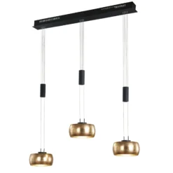 LED-Hängeleuchte Colette, dreiflammig gold/schwarz