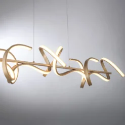 LED-Hängeleuchte Curls, messing, Metall, 99 cm lang, dimmbar