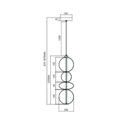 LED-Hängeleuchte Daphne, Glas grau-transparent, Höhe 62 cm