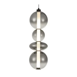 LED-Hängeleuchte Daphne, Glas grau-transparent, Höhe 62 cm