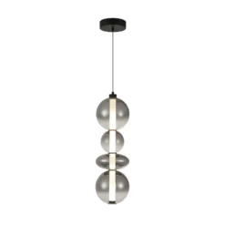 LED-Hängeleuchte Daphne, Glas grau-transparent, Höhe 62 cm