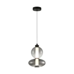 LED-Hängeleuchte Daphne, Glas grau-transparent, Höhe 28 cm