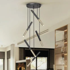 LED-Hängeleuchte Edna, 5-fl., Metall, schwarz, dimmbar