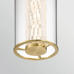 LED-Hängeleuchte ESPADA, gold gebürstet, Ø 15 cm Metall/Glas