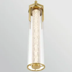 LED-Hängeleuchte ESPADA, gold gebürstet, Ø 15 cm Metall/Glas