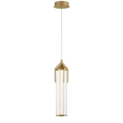 LED-Hängeleuchte ESPADA, gold gebürstet, Ø 15 cm Metall/Glas