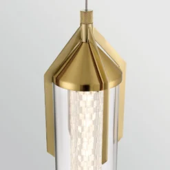 LED-Hängeleuchte ESPADA, gold gebürstet, Ø 15 cm Metall/Glas