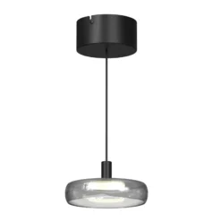 LED-Hängeleuchte FLOAT, grau/schwarz, Ø 20 cm, Glas/Metall