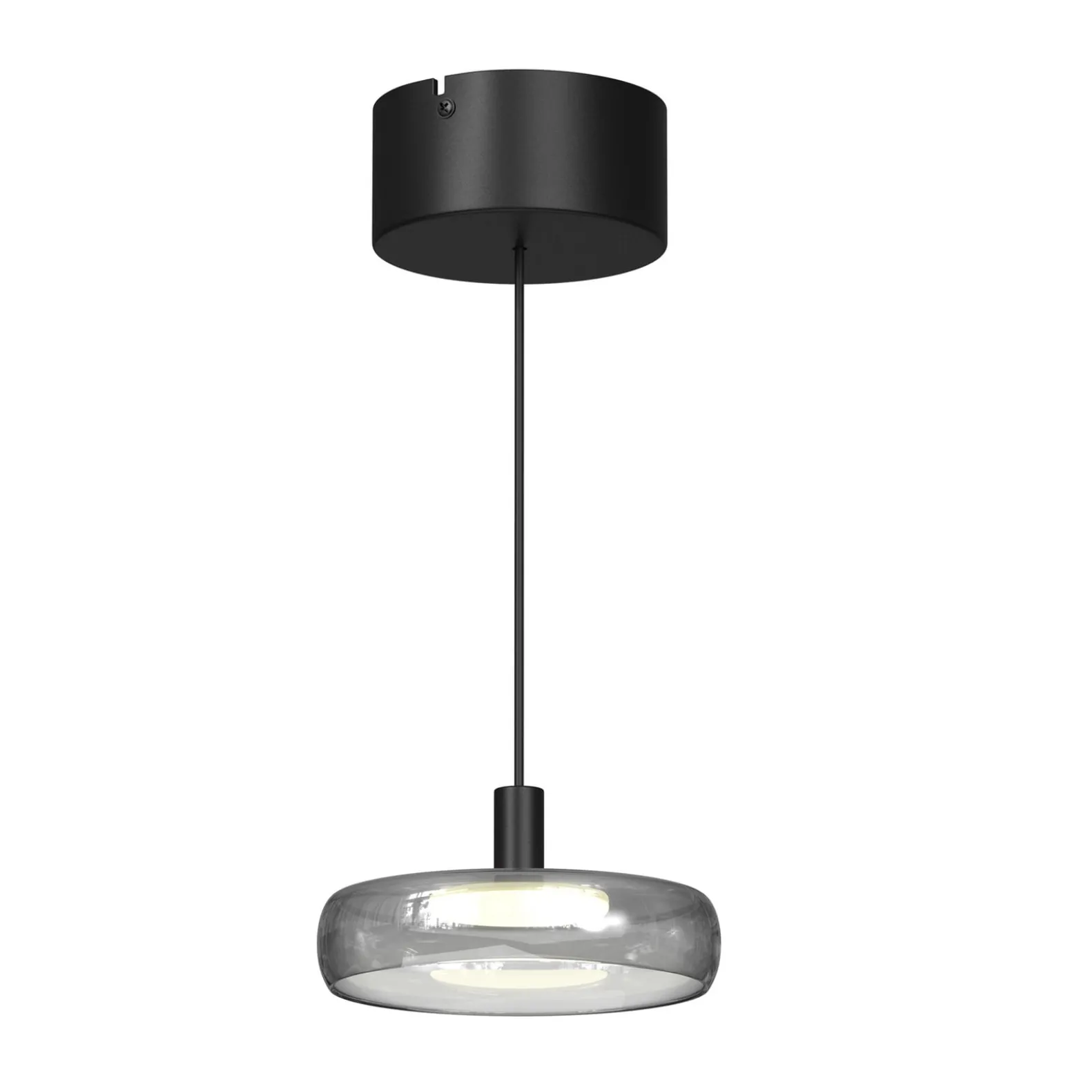 LED-Hängeleuchte FLOAT, grau/schwarz, Ø 20 cm, Glas/Metall