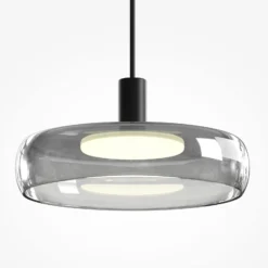 LED-Hängeleuchte FLOAT, grau/schwarz, Ø 20 cm, Glas/Metall