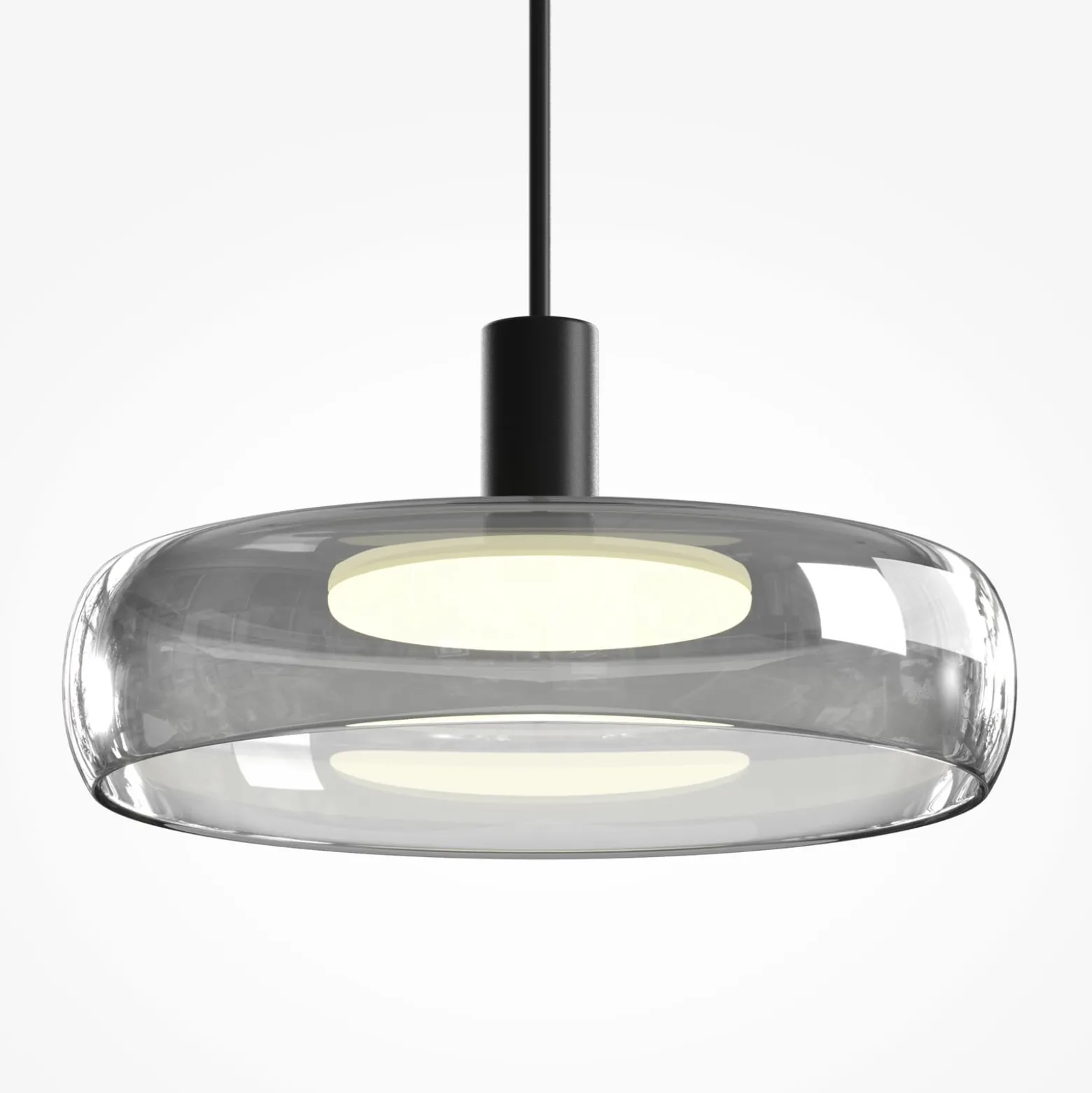 LED-Hängeleuchte FLOAT, grau/schwarz, Ø 20 cm, Glas/Metall