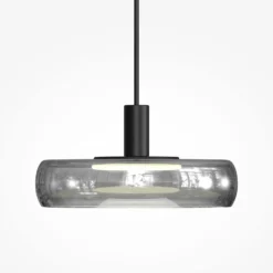 LED-Hängeleuchte FLOAT, grau/schwarz, Ø 20 cm, Glas/Metall